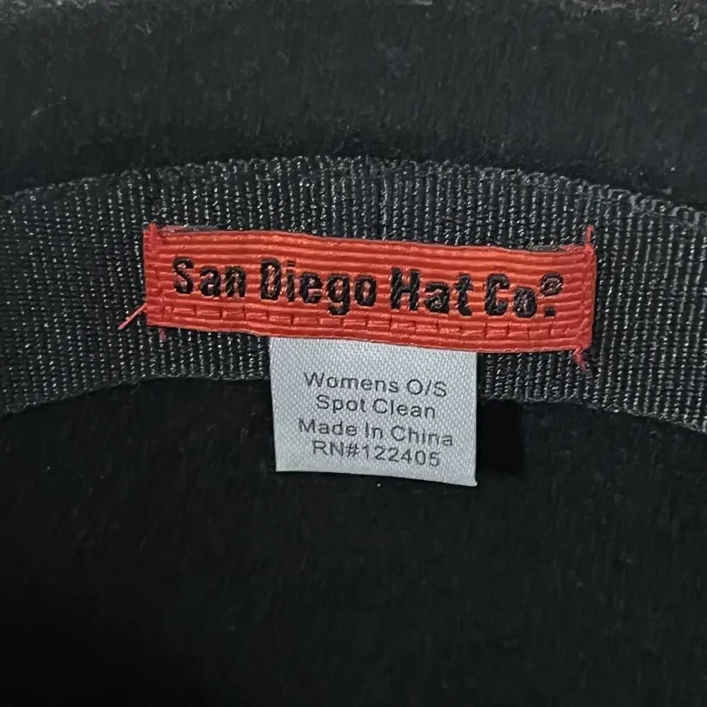 San Diego Hat Co Womens Black Felt Fedora Hat Rosette Accent One Size